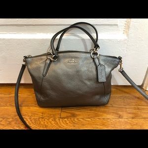 Coach metallic gray silver handbag